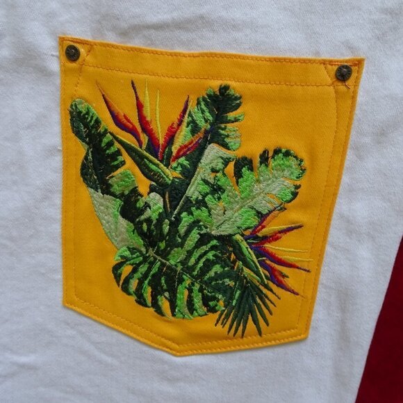 Born Fly Paradise Shorts Men's Size 42 White Denim Embroidery - Picture 7 of 9